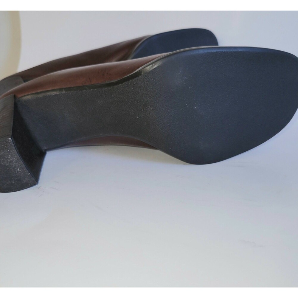 FRANCO SARTO NOVA Brown Leather Heeled Slides Loafer Clog Mules Shoe 8.5M - Picture 5 of 9